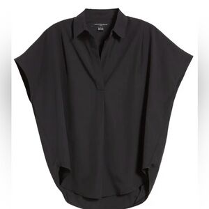 French Connection Black Popover Poplin Shirt - Oversized Fit. Size S